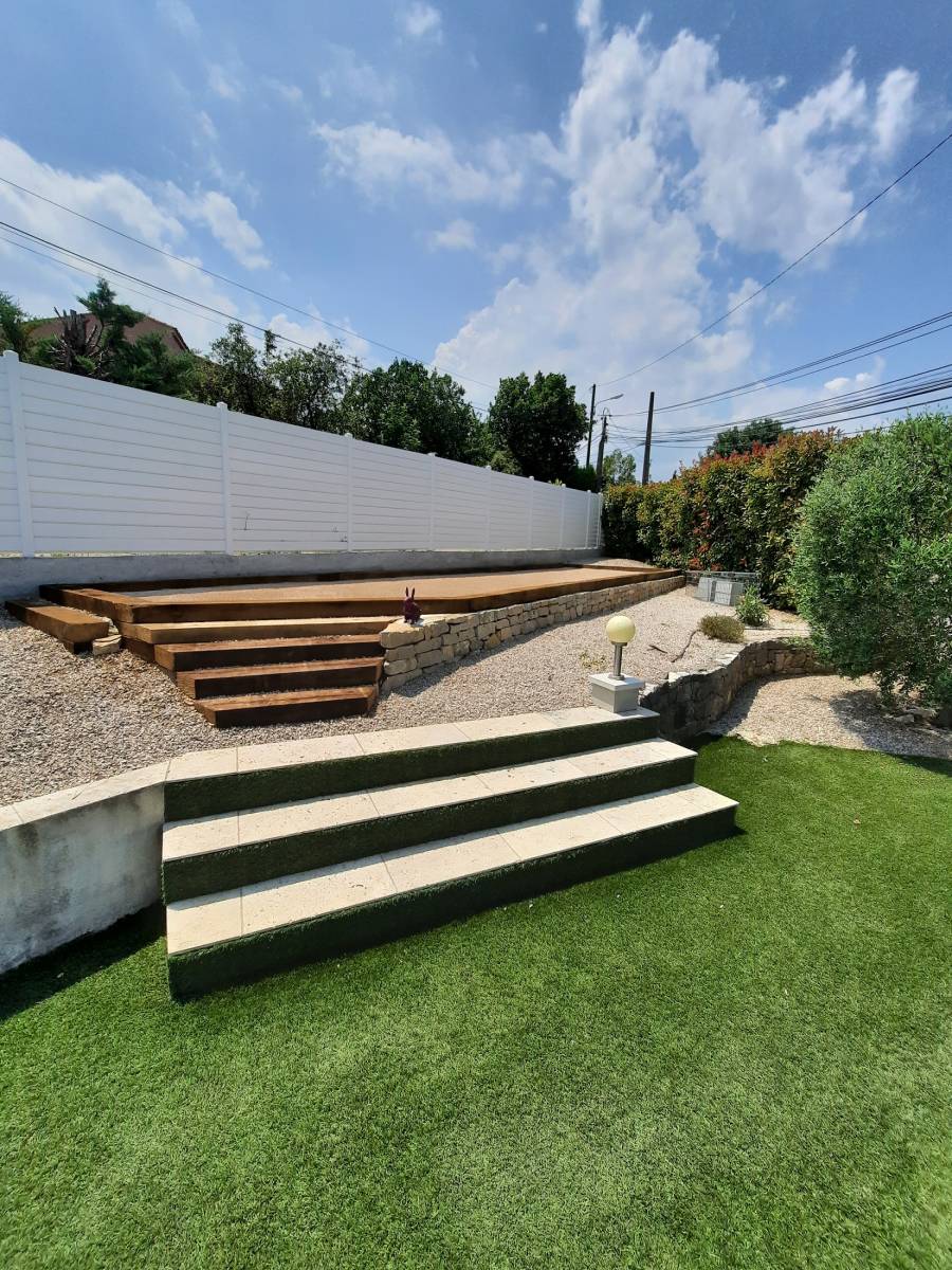 Gazon synthétique autour d'une piscine à St Maximin dans le Var