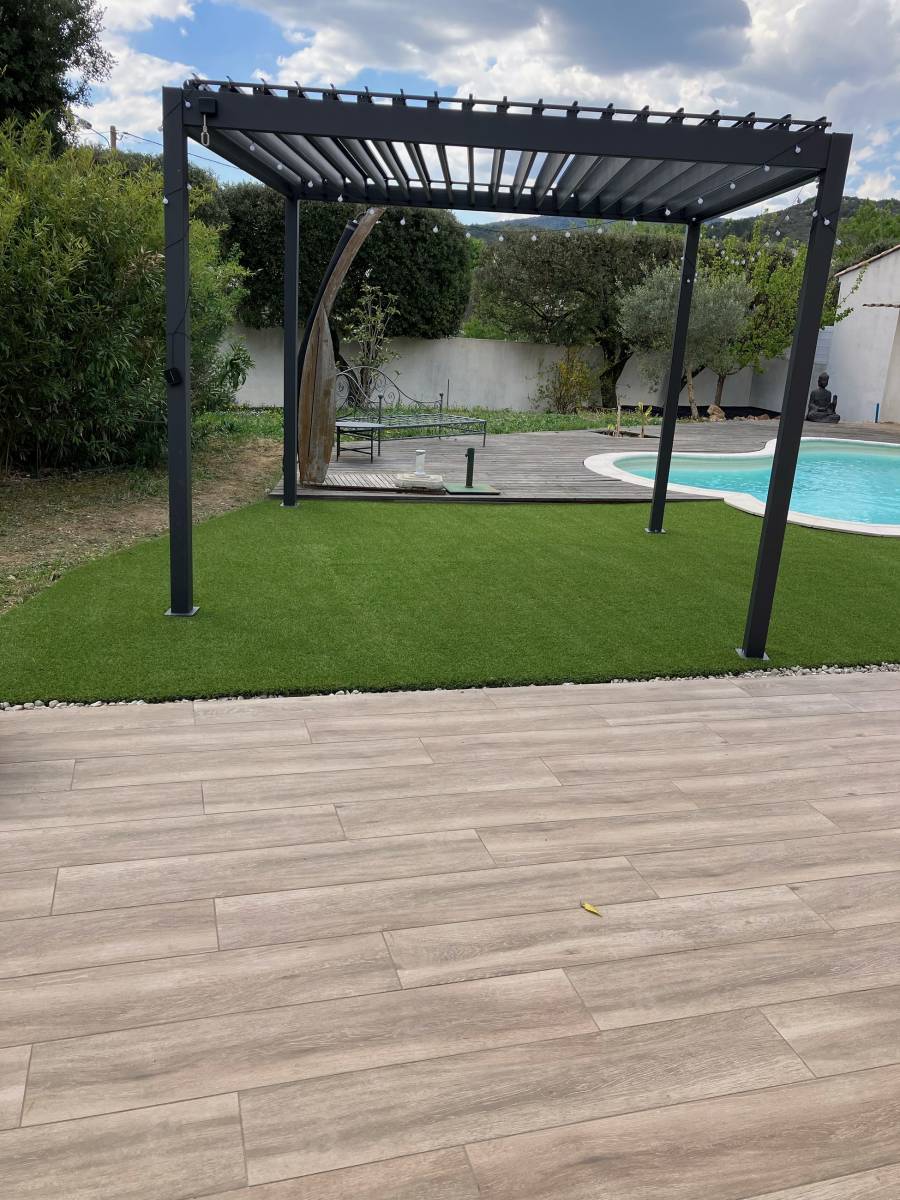 Gazon synthétique autour d'une piscine à St Maximin La Ste Baume
