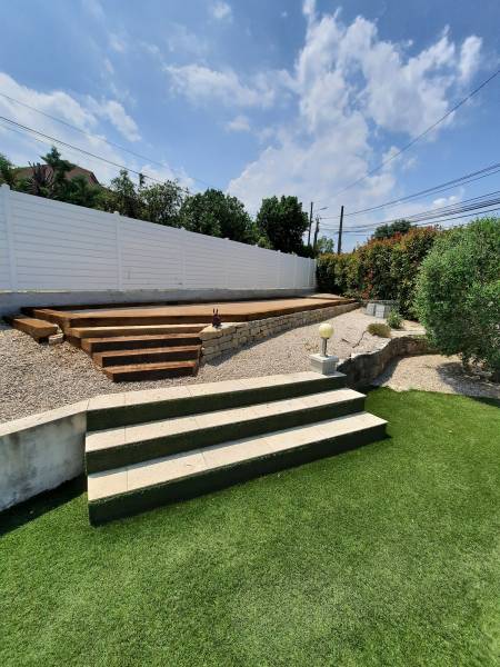 Gazon synthétique autour d'une piscine à St Maximin dans le Var